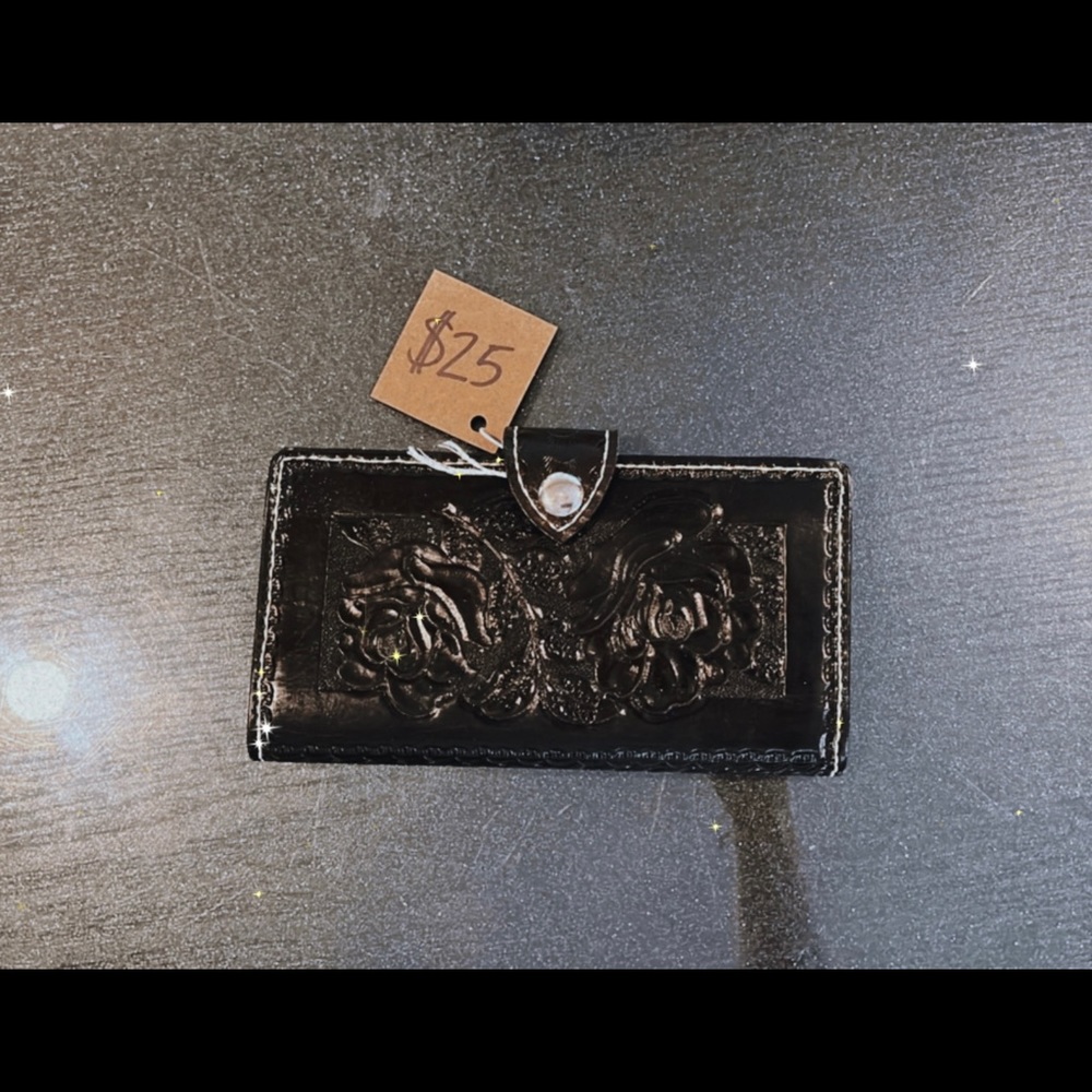 Black tooled leather wallet